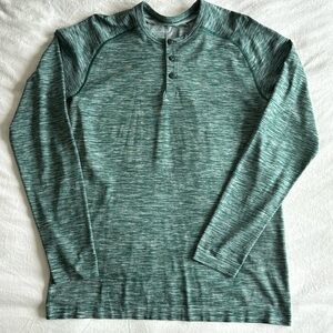 Men's Green Long Sleeve Henley Shirt